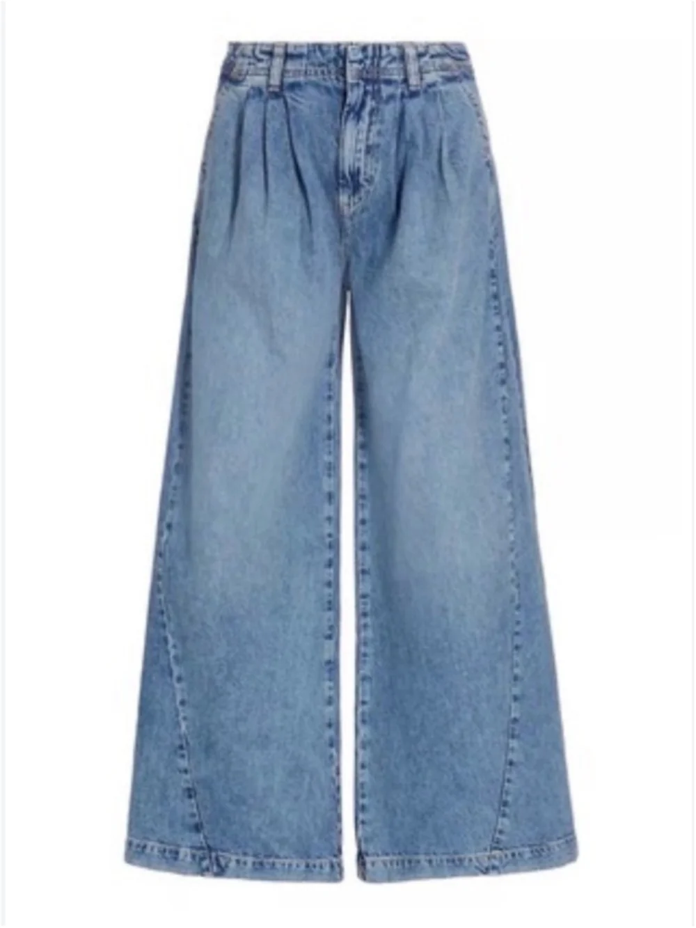 Free People We The Free Equinox Wide Leg Pleated Jeans 28 Blue 100% Cotton